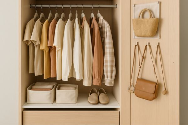 Roupas dobradas na vertical facilitam a organização diária.
