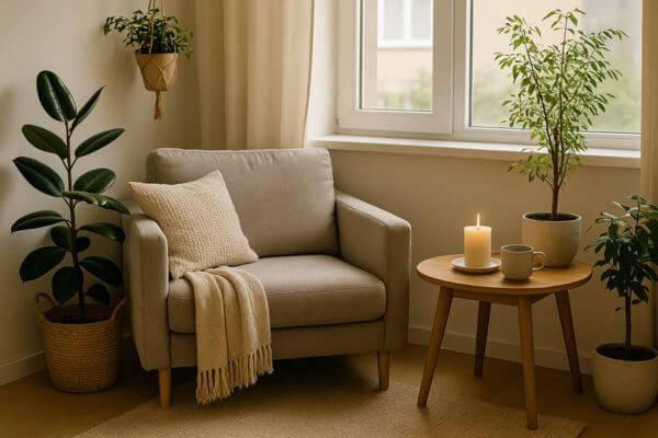 Espaço de relaxamento em apartamento pequeno