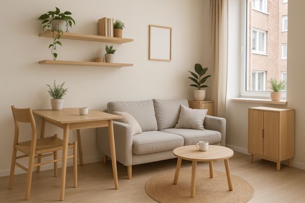 Decoração leve e funcional em micro-apartamento