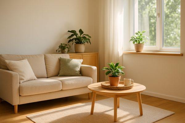 “Luz natural e harmonia em um microapartamento acolhedor