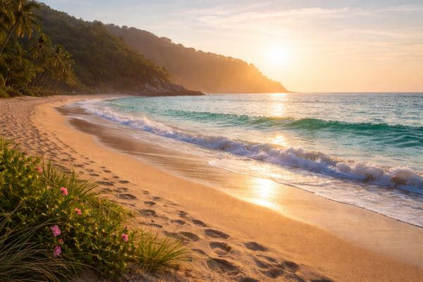 Amanhecer tranquilo na Praia