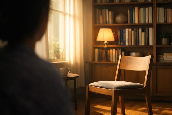 Cadeira vazia em ambiente doméstico tranquilo